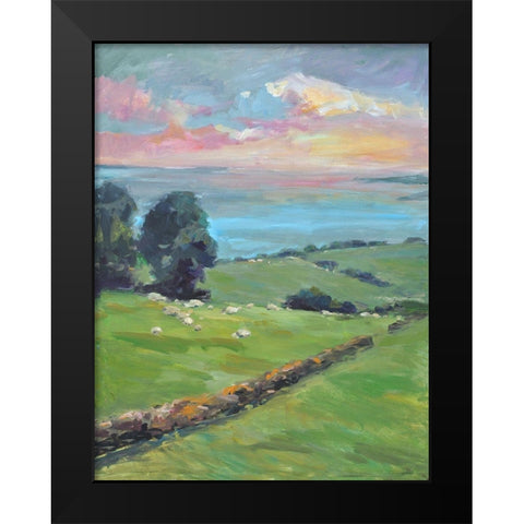 Fields Of Green Black Modern Wood Framed Art Print by Stevens, Allayn