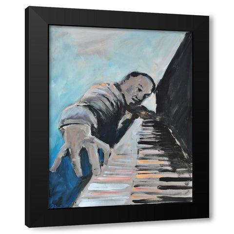 Piano Man Black Modern Wood Framed Art Print with Double Matting by Stevens, Allayn
