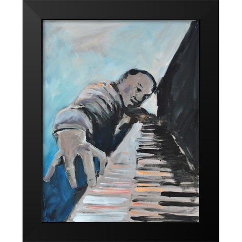 Piano Man Black Modern Wood Framed Art Print by Stevens, Allayn