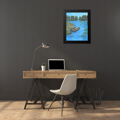 Boat Pond Black Modern Wood Framed Art Print by Stevens, Allayn