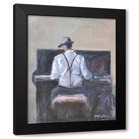 Play Me A Tune Black Modern Wood Framed Art Print with Double Matting by Stevens, Allayn