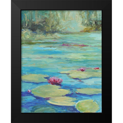 Lily Pond Black Modern Wood Framed Art Print by Stevens, Allayn