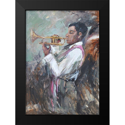 Soulful Tunes Black Modern Wood Framed Art Print by Stevens, Allayn