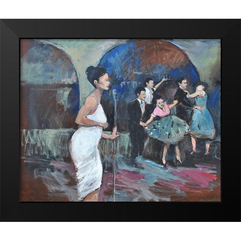 Sining The Blues Black Modern Wood Framed Art Print by Stevens, Allayn