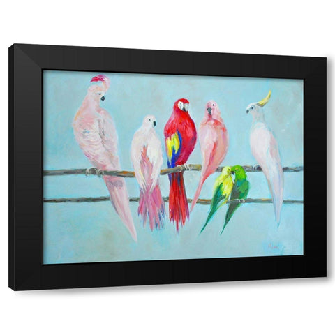 Exotic Birds Black Modern Wood Framed Art Print by Stevens, Allayn