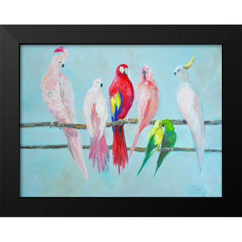 Exotic Birds Black Modern Wood Framed Art Print by Stevens, Allayn