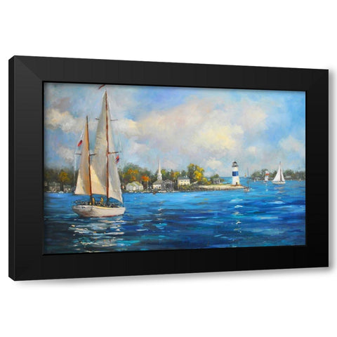 Sailing On Sunday Black Modern Wood Framed Art Print by Stevens, Allayn