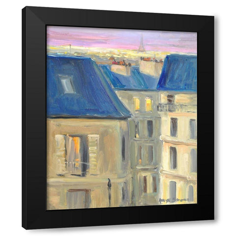 Parisian Roofs Black Modern Wood Framed Art Print by Stevens, Allayn