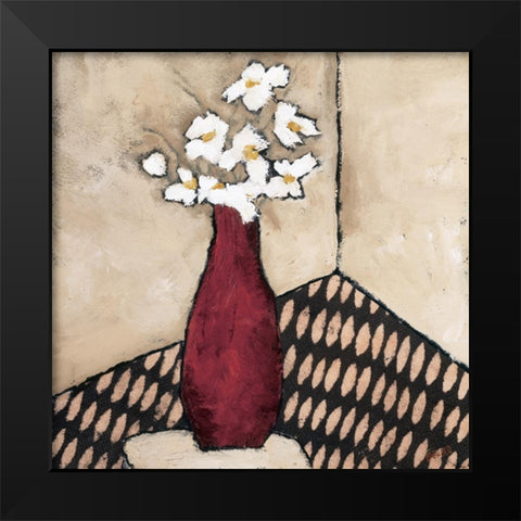 Red Vase Black Modern Wood Framed Art Print by Bagnato, Judi