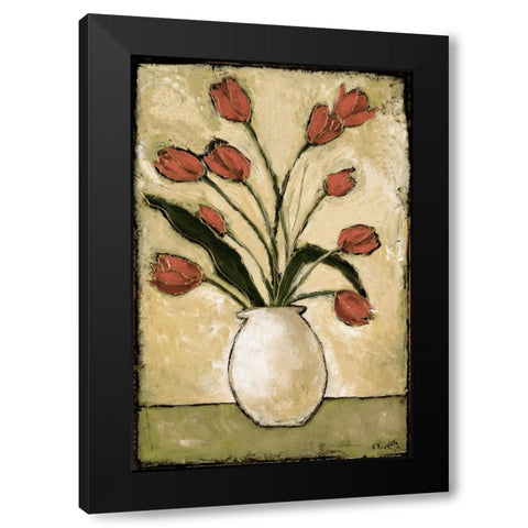 Tulips in Red Black Modern Wood Framed Art Print with Double Matting by Bagnato, Judi