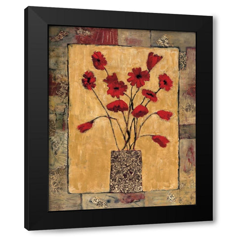 Red Flowers Black Modern Wood Framed Art Print by Bagnato, Judi