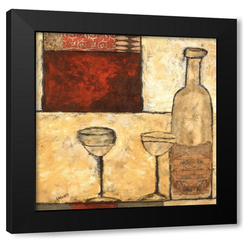 White Wine for Two Black Modern Wood Framed Art Print by Bagnato, Judi