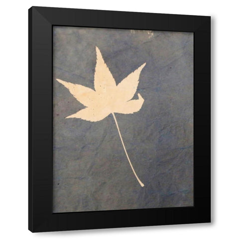 Lone Leaf Black Modern Wood Framed Art Print by Blue