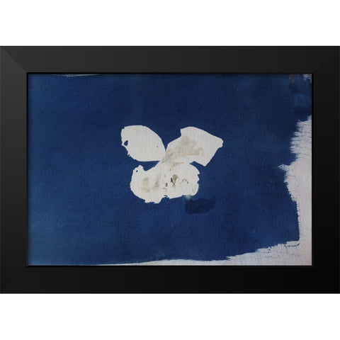 White Flower Black Modern Wood Framed Art Print by Blue