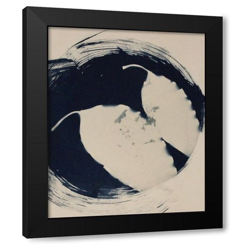 Two Leaves Black Modern Wood Framed Art Print by Blue