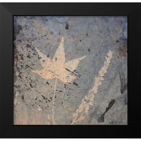 Leaf and Fern Black Modern Wood Framed Art Print by Blue