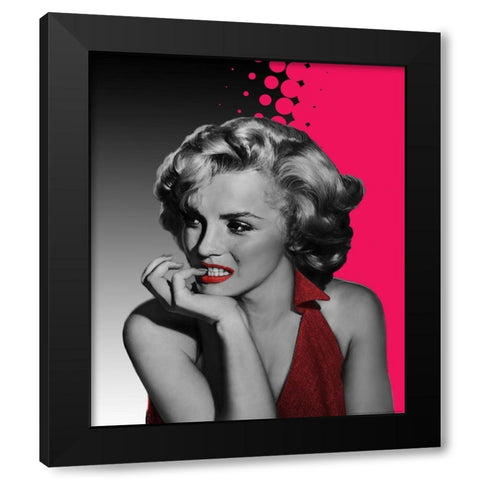 The Thinker in Red Dots Black Modern Wood Framed Art Print with Double Matting by Consani, Chris