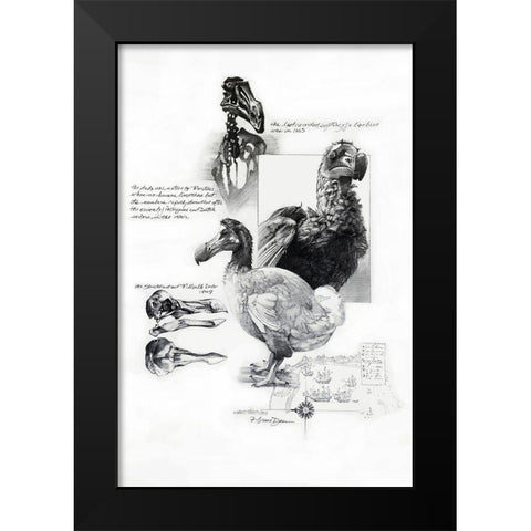 Dodo Black Modern Wood Framed Art Print by Dean, Bruce