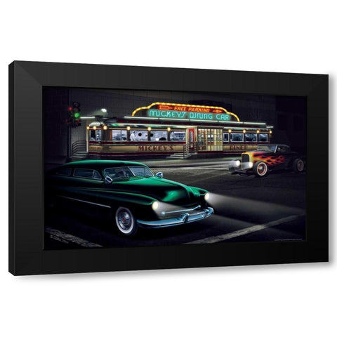 Mickeys Diner Black Modern Wood Framed Art Print by Flint, Helen