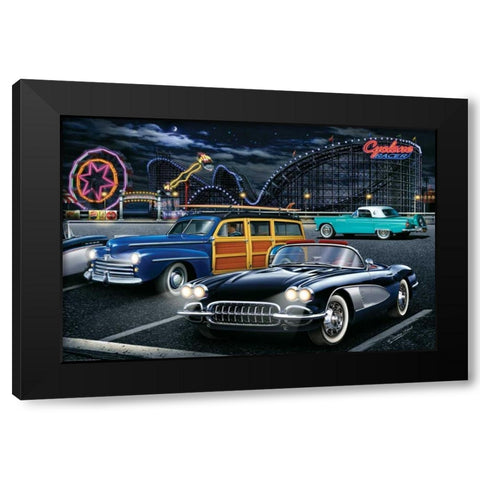 Cyclone Racer Black Modern Wood Framed Art Print by Flint, Helen