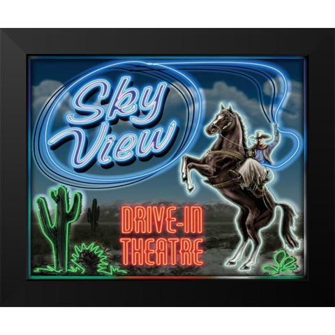 Skyview Drive In Black Modern Wood Framed Art Print by Flint, Helen