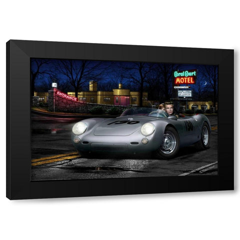 No Tell Motel Black Modern Wood Framed Art Print by Flint, Helen