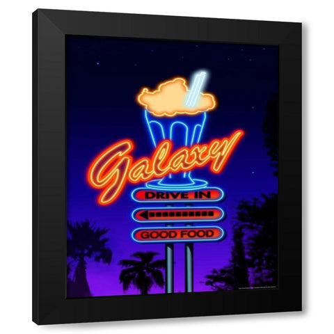 Galaxy Diner Black Modern Wood Framed Art Print with Double Matting by Flint, Helen