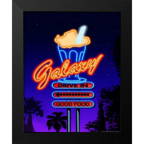 Galaxy Diner Black Modern Wood Framed Art Print by Flint, Helen