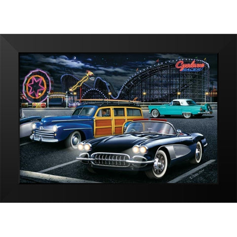 Cyclone Racer Black Modern Wood Framed Art Print by Flint, Helen