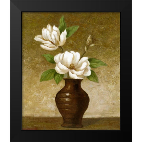Flowering Magnolia Black Modern Wood Framed Art Print by Gaul, Charles