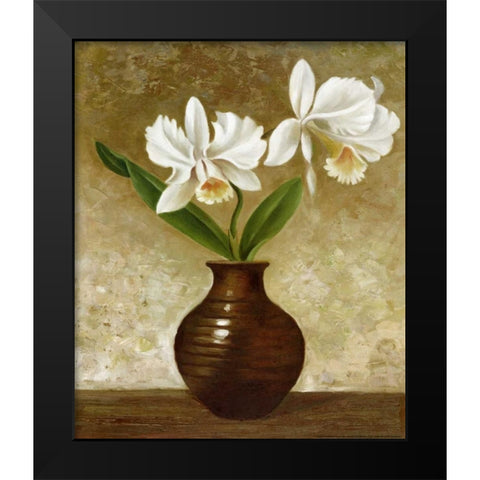 Flowering Orchid Black Modern Wood Framed Art Print by Gaul, Charles