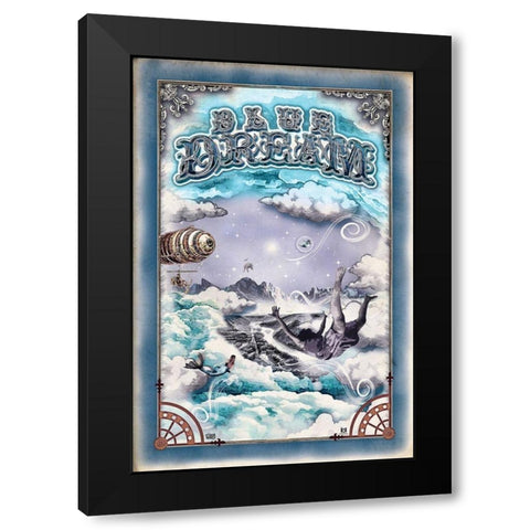 Blue Dream Black Modern Wood Framed Art Print by Has