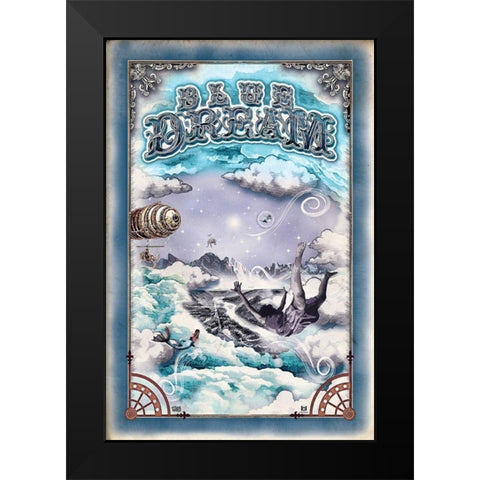 Blue Dream Black Modern Wood Framed Art Print by Has
