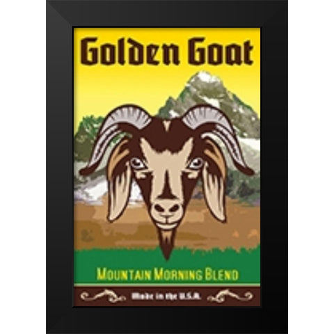Golden Goat Black Modern Wood Framed Art Print by Has