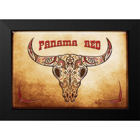 Panama Red Black Modern Wood Framed Art Print by Has
