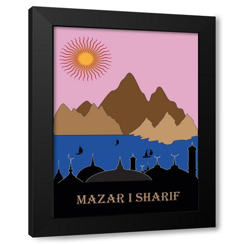 Mazar Black Modern Wood Framed Art Print with Double Matting by Has