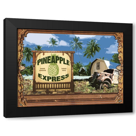 Pineapple Express Black Modern Wood Framed Art Print with Double Matting by Has