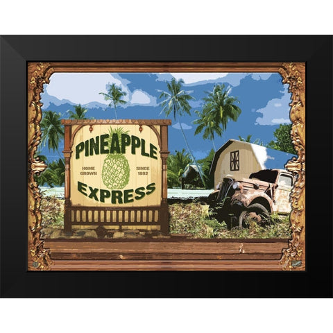 Pineapple Express Black Modern Wood Framed Art Print by Has