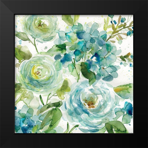 HAZ06 Cool Watercolor Floral Black Modern Wood Framed Art Print by Franklin, Elizabeth