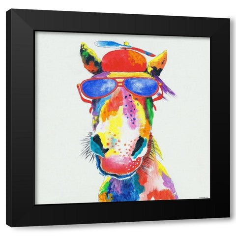 Horse Black Modern Wood Framed Art Print by TBS