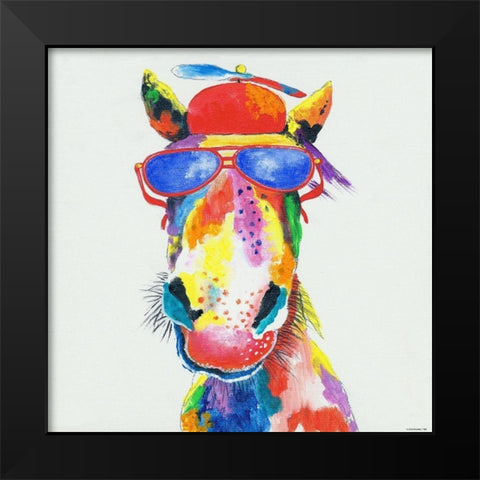 Horse Black Modern Wood Framed Art Print by TBS