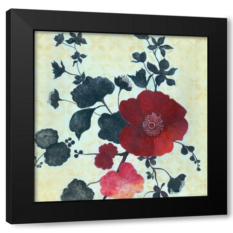 Japanese Blossoms 1 Black Modern Wood Framed Art Print with Double Matting by Summers, Elle