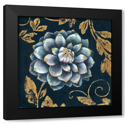 Gold Tip Floral 1 Black Modern Wood Framed Art Print by TBS