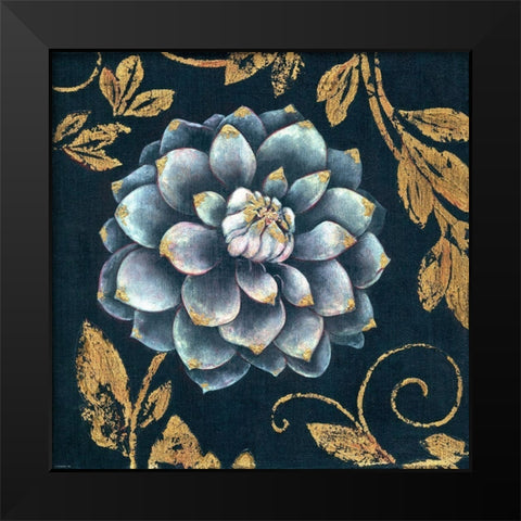 Gold Tip Floral 1 Black Modern Wood Framed Art Print by TBS