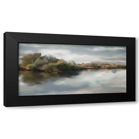 River Fields Black Modern Wood Framed Art Print with Double Matting by Sokol-Hohne