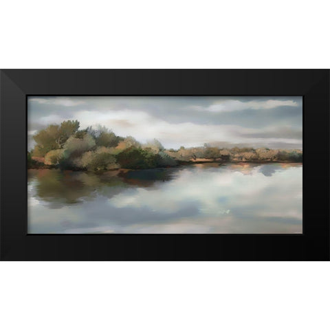 River Fields Black Modern Wood Framed Art Print by Sokol-Hohne