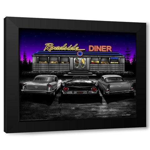 Roadside Diner Black Modern Wood Framed Art Print with Double Matting by Flint, Helen