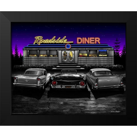 Roadside Diner Black Modern Wood Framed Art Print by Flint, Helen