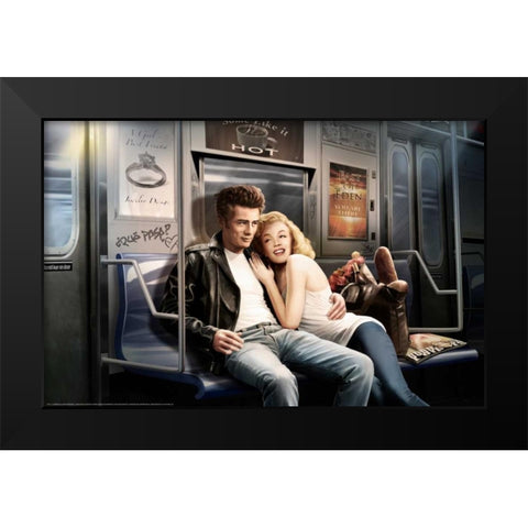 Subway Black Modern Wood Framed Art Print by Brando, JJ