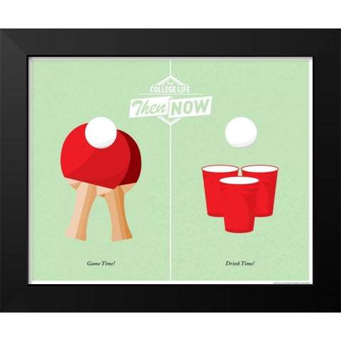 Pong Black Modern Wood Framed Art Print by Brando, JJ